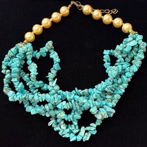 Vintage Faux Turquoise and Pearl Necklace